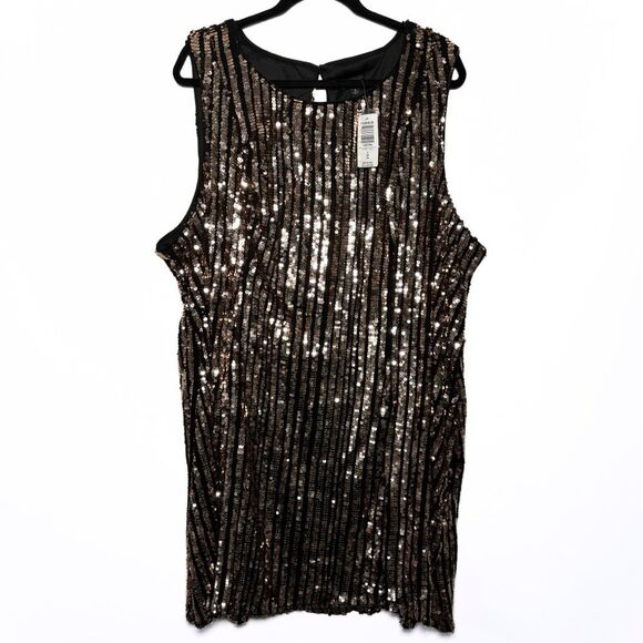 Torrid Sequin Trapeze A-Line Dress - Champagne Metallic - Size 4 - Picture 1 of 11